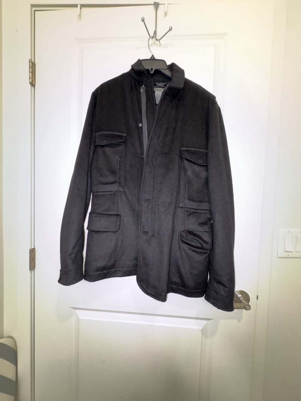 Mens DKNY Black Wool Utility Jacket Size M